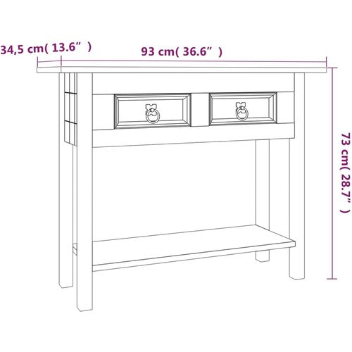Konzolni stol borovina meksički stil Corona bijeli 90x34,5x73cm slika 32