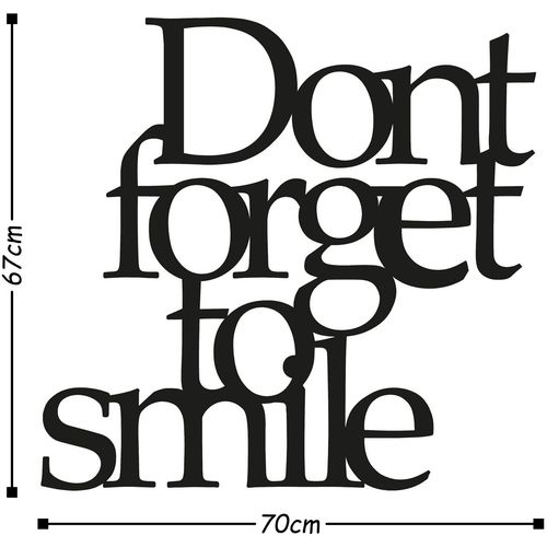 Wallity Dont Forget To Smile Black Decorative Metal Wall Accessory slika 3