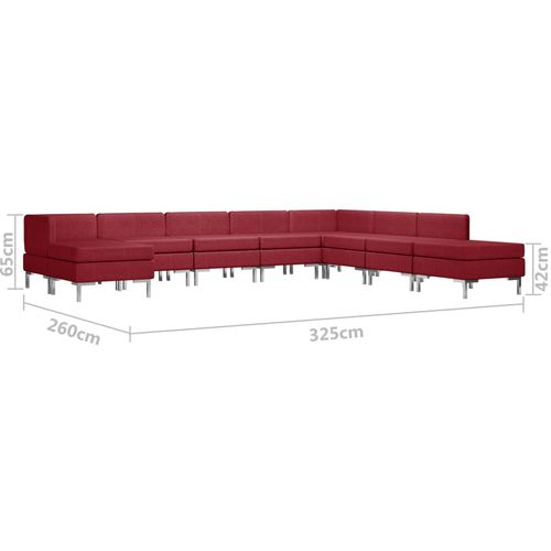 9-dijelni set sofa od tkanine crvena boja vina slika 8