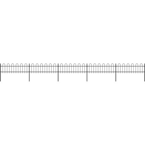 Vrtna ograda s ukrasnim lukovima čelična 8,5 x 0,6 m crna slika 17