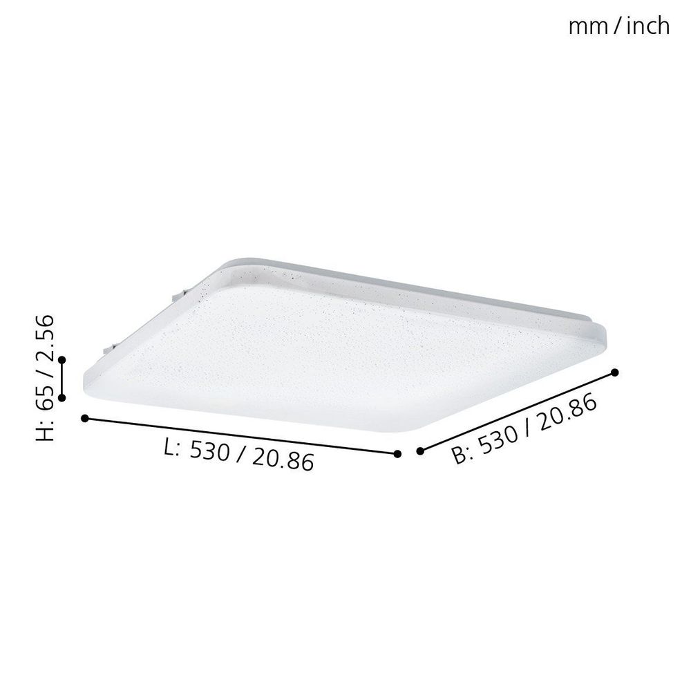 Eglo Frania Plafonjera LED 49,5W, 530x530mm, Bijela/Kristal slika 3