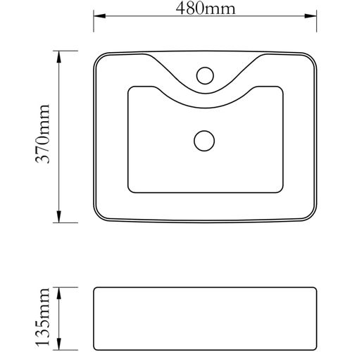 Umivaonik s otvorom za slavinu 48x37x13,5 cm keramički srebrni slika 6