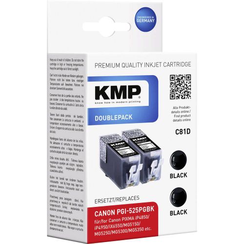 KMP tinta zamijenjen Canon PGI-525 kompatibilan 2-dijelno pakiranje crn C81D 1513,0021 slika 1