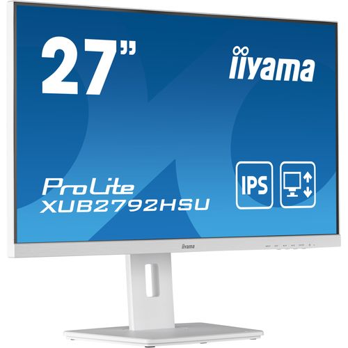 IIYAMA Monitor LED XUB2792HSU-W5 27" 1920 x 1080 @75Hz 1000:1 4ms height, pivot (rotation), swivel, tilt VGA HDMI DP USB HUB White slika 3