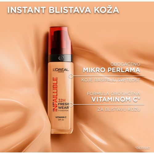 L'Oreal Paris Infaillible 32H Fresh Wear tečni puder 300 Amber slika 6