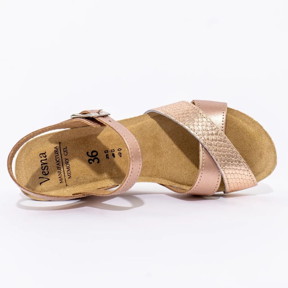 Vesna Anatomske sandale Sofia, Metal Roze slika 3