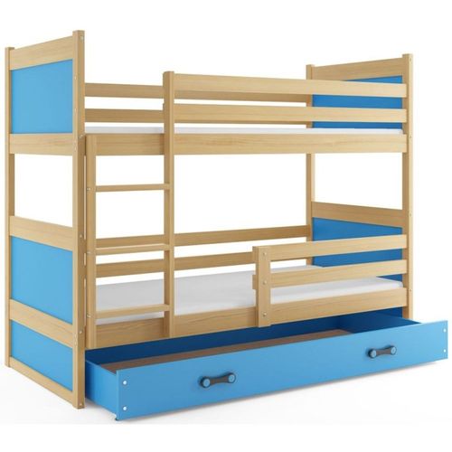 Drveni dečiji krevet na sprat Rico sa fiokom - bukva - plavi - 160x80 cm slika 2