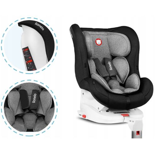 Lionelo autosjedalica Lennart, ISOFIX+noga, 0-18Kg, crna-siva, 5g JAMSTVA slika 4