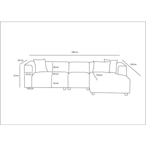 Atelier Del Sofa Kutna garnitura, Linden Right - Cream slika 9