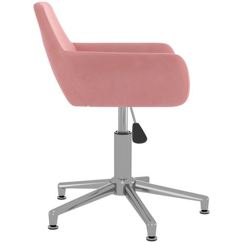 Okretna uredska stolica ružičasta baršunasta slika 11