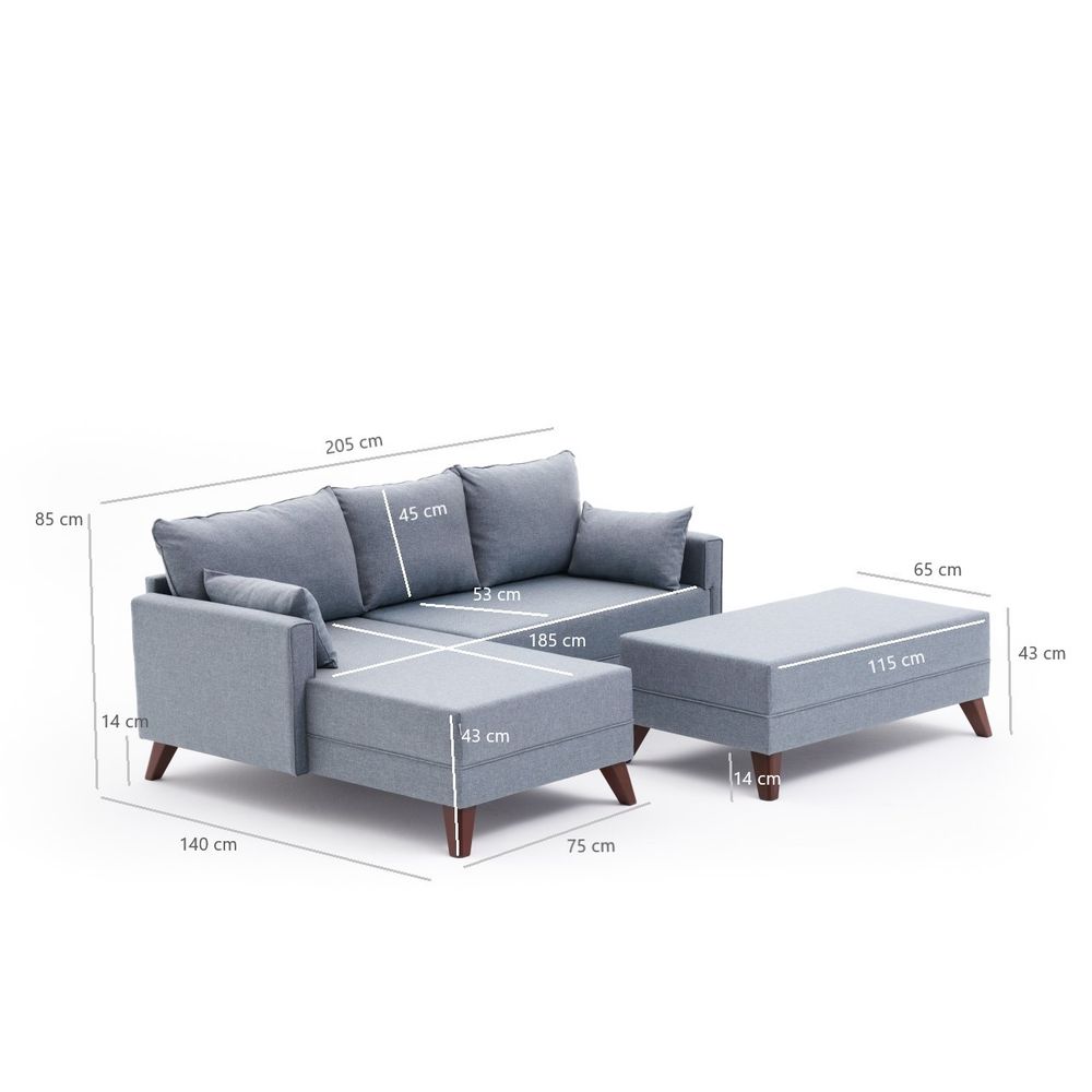 Bella Soft Mini Köşe Right - Plavi Kutni Sofa-Krevet slika 10