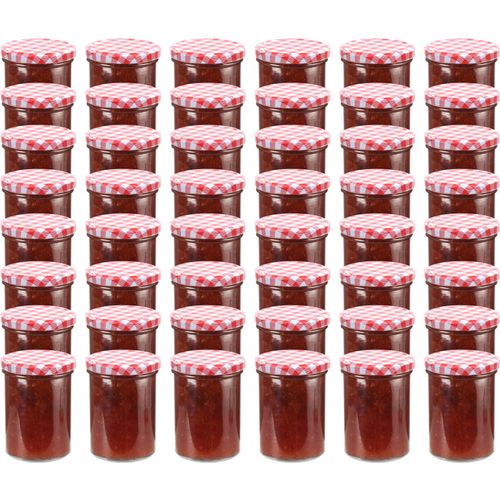 Staklenke za džem s bijelo-crvenim poklopcima 48 kom 400 ml slika 15