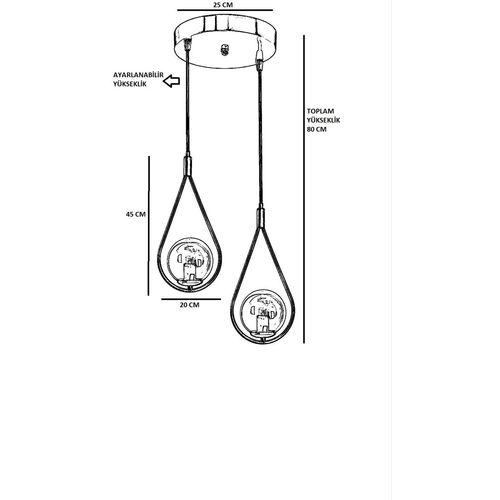 Damla 2 Li Tepsili Bal Camlı Eskitme Sarkıt Copper Chandelier slika 4