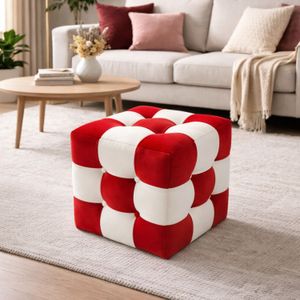 Pouffe Patchwork - Crveno Bijeli