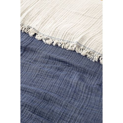 Muslin Yarn Dyed - Navy Blue Navy Blue Double Bedspread slika 2