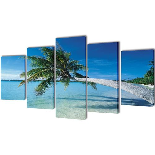 Zidne Slike na Platnu s Printom Pješčane Plaže i Palme 200 x 100 cm slika 9
