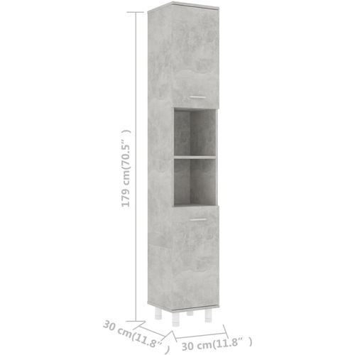 Kupaonski ormarić siva boja betona 30 x 30 x 179 cm od iverice slika 9