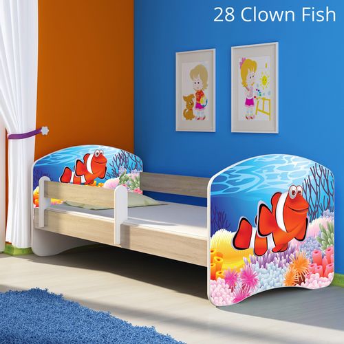 Dječji krevet ACMA s motivom, bočna sonoma 140x70 cm 28-clown-fish slika 1