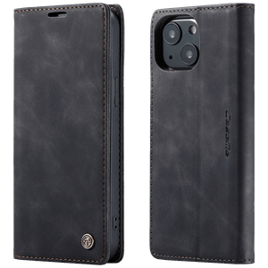 CaseMe Futrola preklopna za iPhone 13, koža, crna - Flip Leather Phone Case iPhone 13