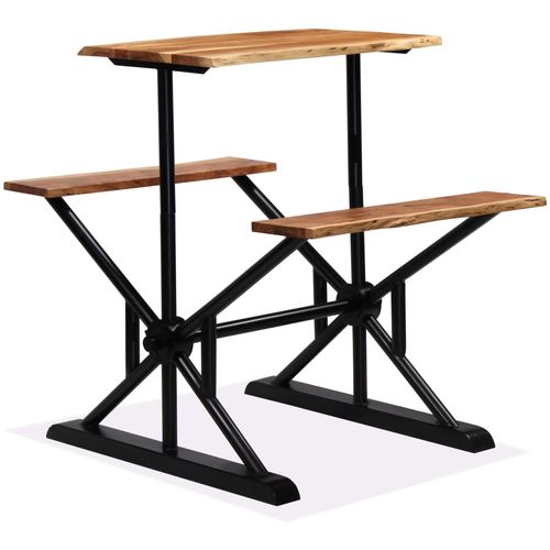 Barski stol s klupama od masivnog bagremovog drva 80x50x107 cm slika 9