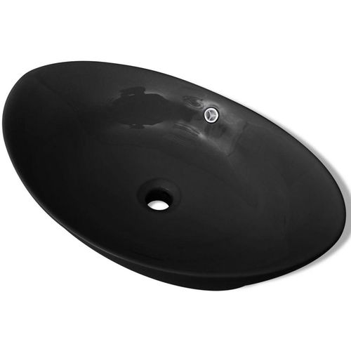 Luksuzni keramički crni ovalni umivaonik sa preljevom, 59 x 38,5 cm slika 7
