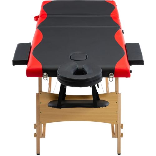Sklopivi masažni stol s 3 zone drveni crno-crveni slika 19