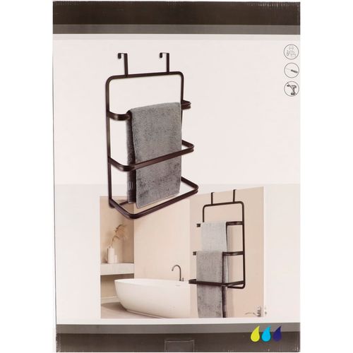 TENDANCE DRŽAČ PEŠKIRA ZA VRATA SA 3 PREČKE 69X42X22CM METAL CRNA slika 3