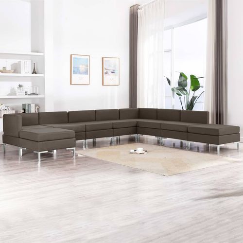 9-dijelni set sofa od tkanine smeđe-sivi slika 1