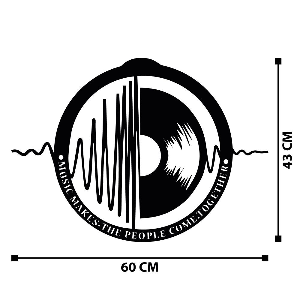Dekorativni Metalni Zidni Ukras My Music v3 u Crnoj Boji slika 7