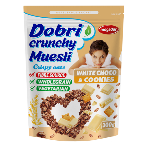 Dobri crunchy muesli bijela čokolada i keksi 300g slika 1