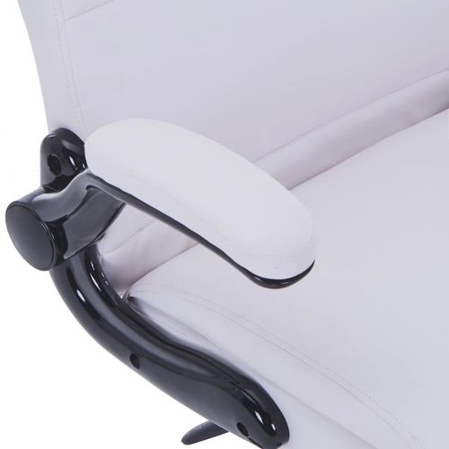 Podesiva uredska okretna stolica od umjetne kože bijela slika 30