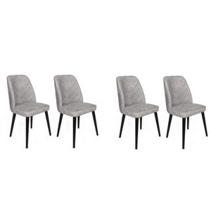 Dallas-524 V4 Sivi i Crni Set Stolica (4 Komada)
