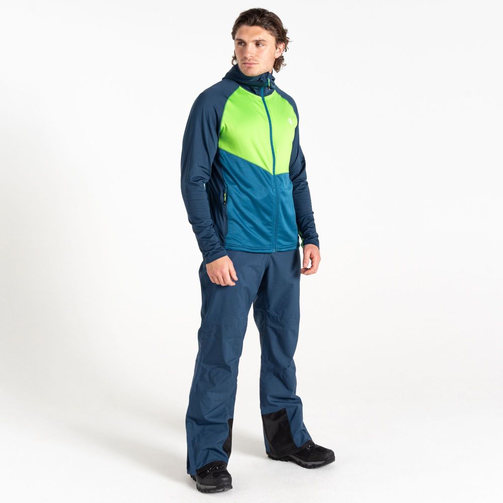 Dare2B Muški duks na kopčanje Assimilate II Core Stretch, Moonlight Denim/Green slika 6