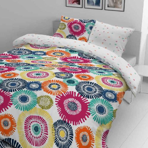 Pamučna posteljina Svilanit Colored circle lila MC 140x200 50x70 cm slika 4
