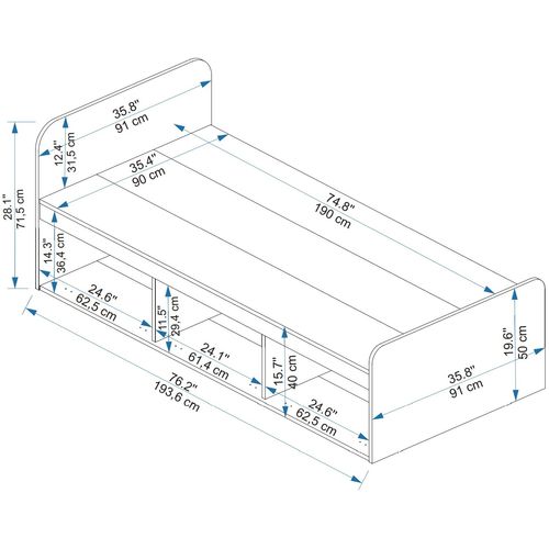 Akser - Light Walnut, Beige Light Walnut
Beige Single Bedstead slika 6