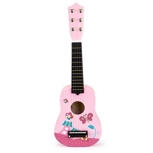 Eco Toys Drvena Gitara za Decu sa Metalnim Žicama – Pink slika 2