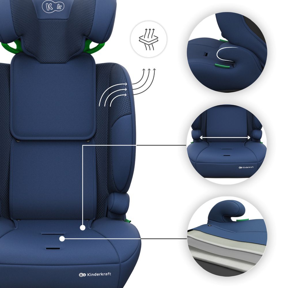 Kinderkraft autosjedalica Comfort Up 2 plus i-Size 9-36 kg (76-150 cm) bez Isofix-a, Navy slika 14