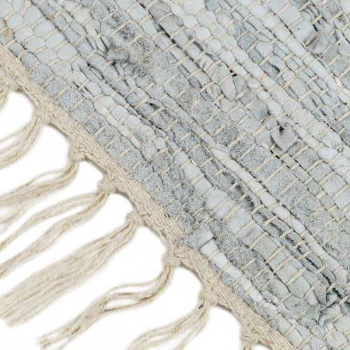 Ručno tkani tepih Chindi od kože 160 x 230 cm svjetlosivi slika 18