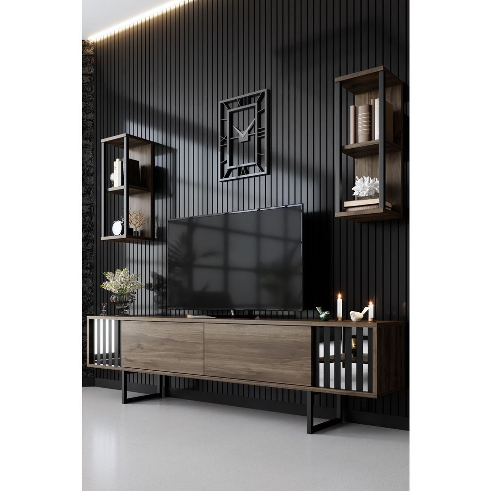TV komoda "Chrome Line" - boje orah i crna slika 1