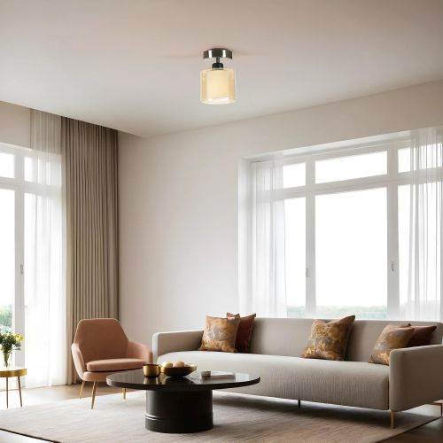 Yeni Nomi Tekli Mat Krom Bal Camlı Avize Matte Chrome Amber Chandelier slika 1