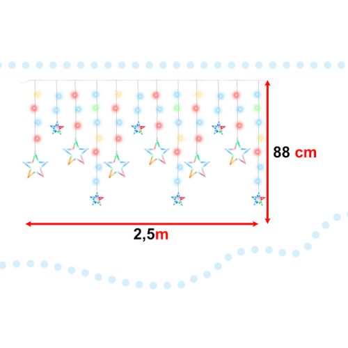 Višebojna LED zavjesa s 138 zvjezdica - 2,5m slika 3