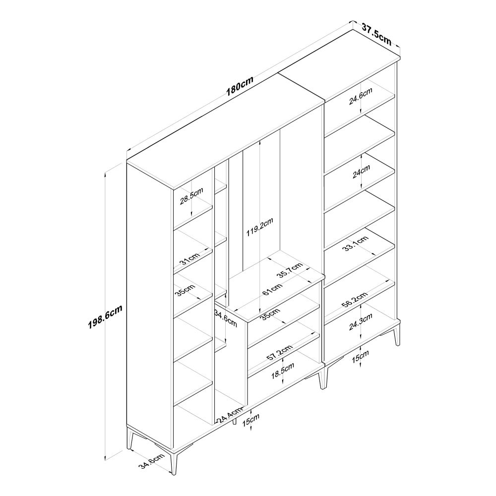 Bijeli Hodnik Ormar EA131 - 2801 Walnut slika 13