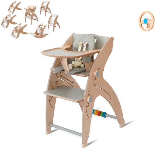 QuarttoLino 7u1 dječja stolica za bebe i djecu siva sa volanom slika 1