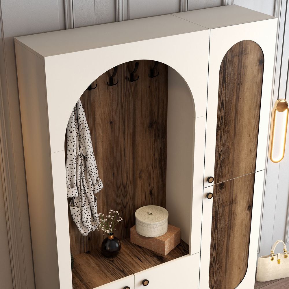 Hall Stand Palermo Kl - Krem i Orah slika 5