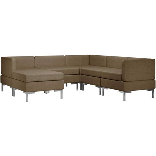 6-dijelni set sofa od tkanine smeđi slika 12