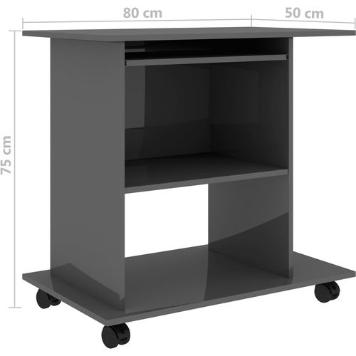 Stol za računalo visoki sjaj sivi 80 x 50 x 75 cm od iverice slika 15