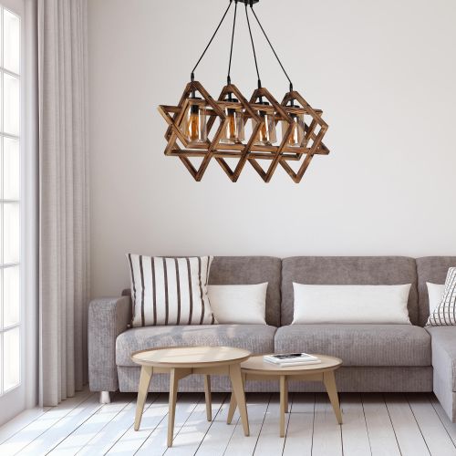 Berlin Ahşap 4 Lü Sarkıt Yanık Brown Chandelier slika 1