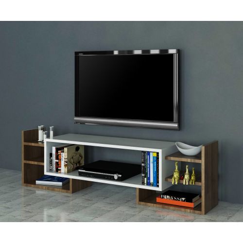 Woody Fashion TV jedinica, Sema - White, Walnut slika 2