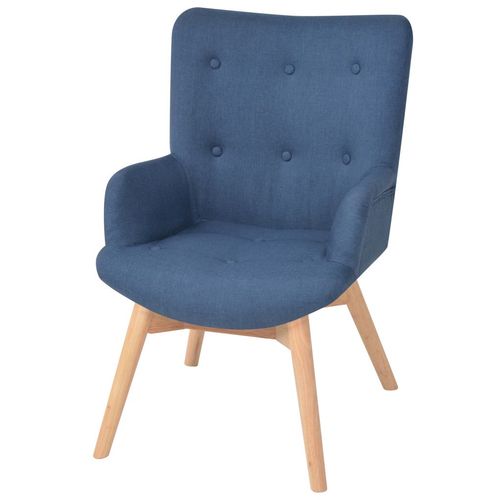 Fotelja s osloncem za noge od tkanine plava slika 31