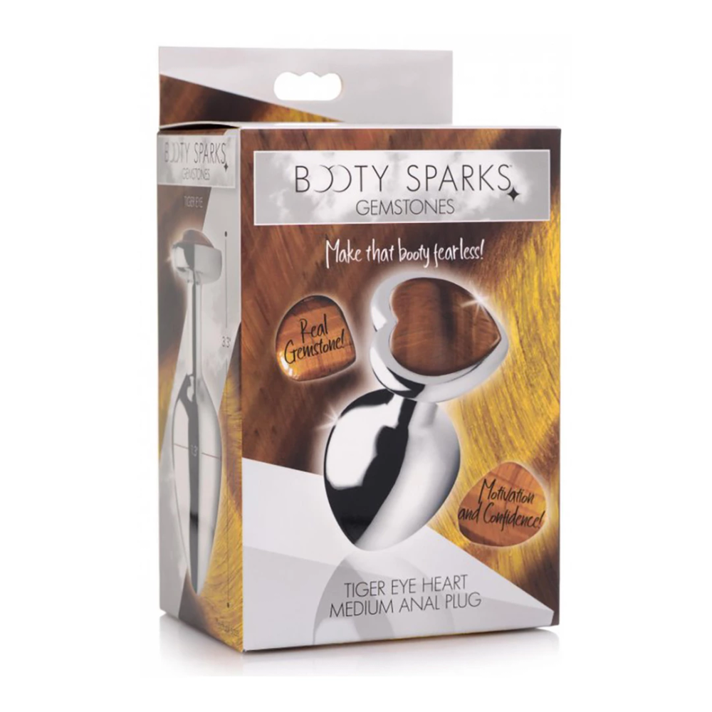 XR Brands Tiger Eye Heart - analni čep - Srednji slika 2